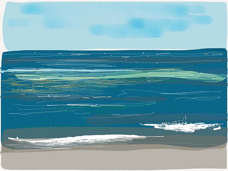 The lapping waves by Roger Newbrook